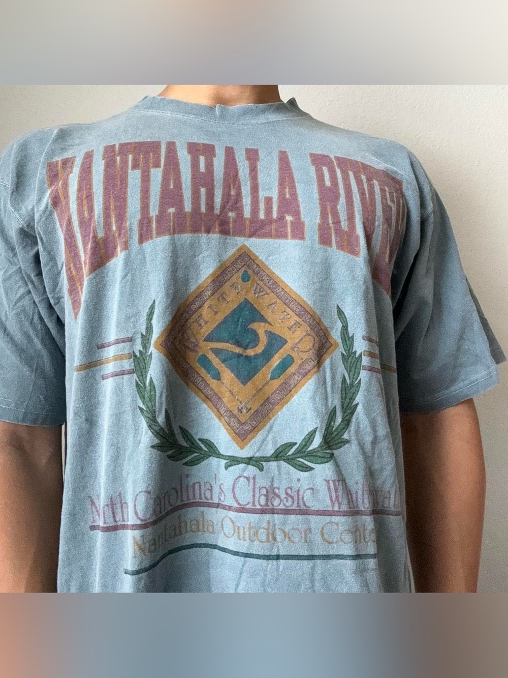 Vintage 1991 North Carolina Classic Whitewater Graphics Blue Tee Shirt